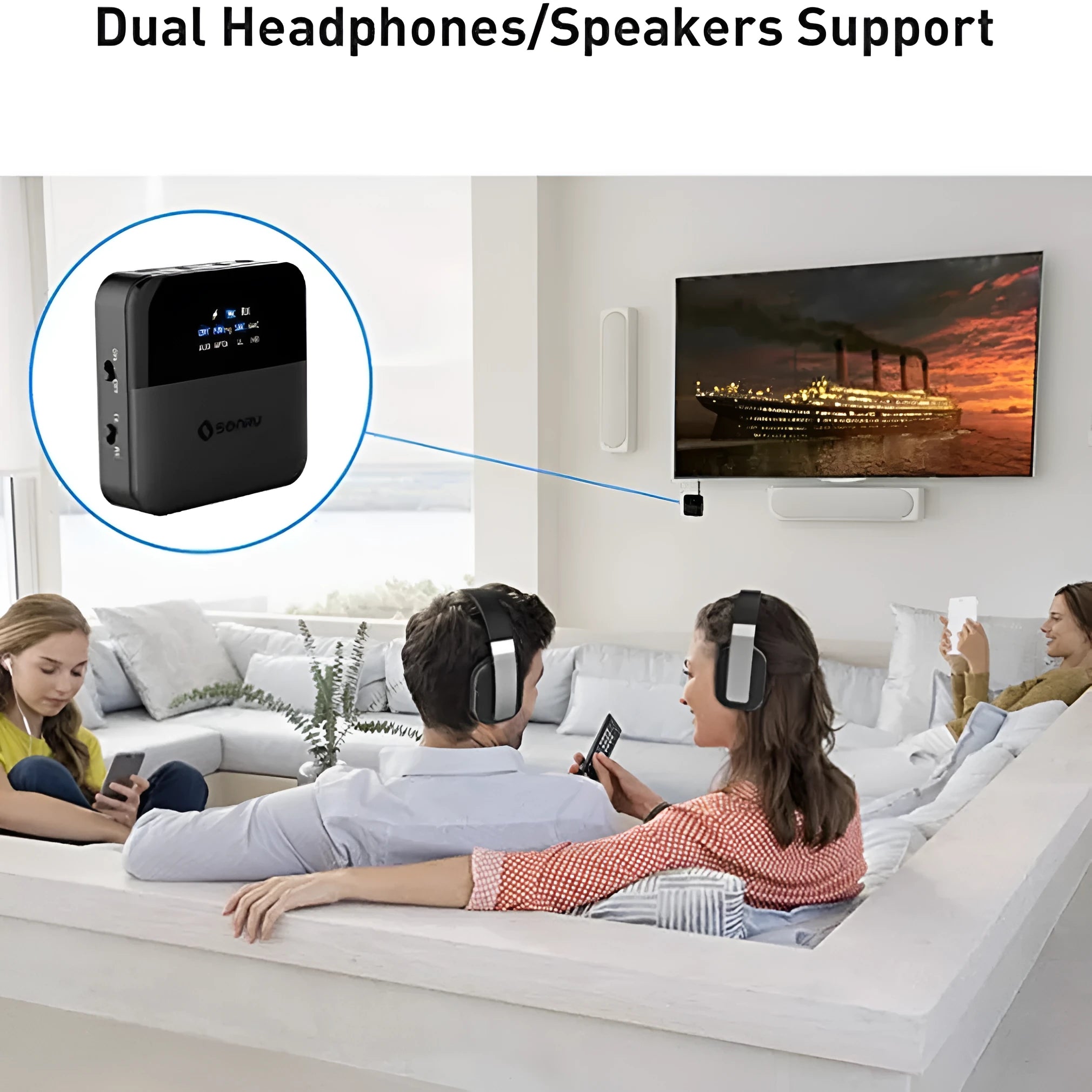 Two-in-one B20 Bluetooth adapter receiver with CSR8675 chip, SPDIF and I2S interfaces, black colour