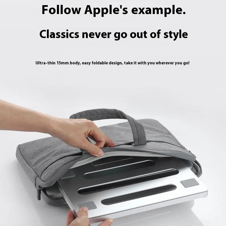 Aluminium alloy folding notebook cooling rack showing laptop elevation and compact folded position