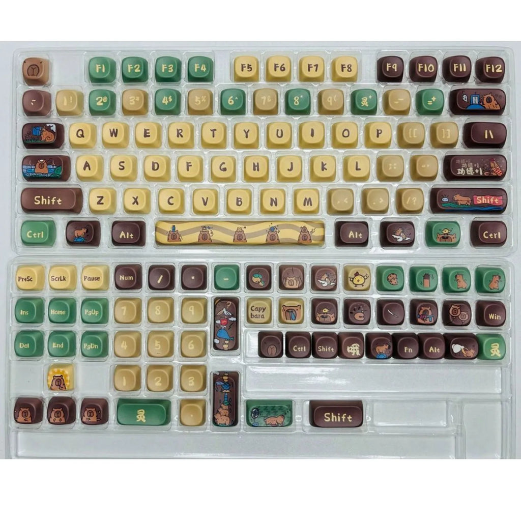 Capabala 130 key ABS mechanical keyboard keycap set with MOA profile laid out.