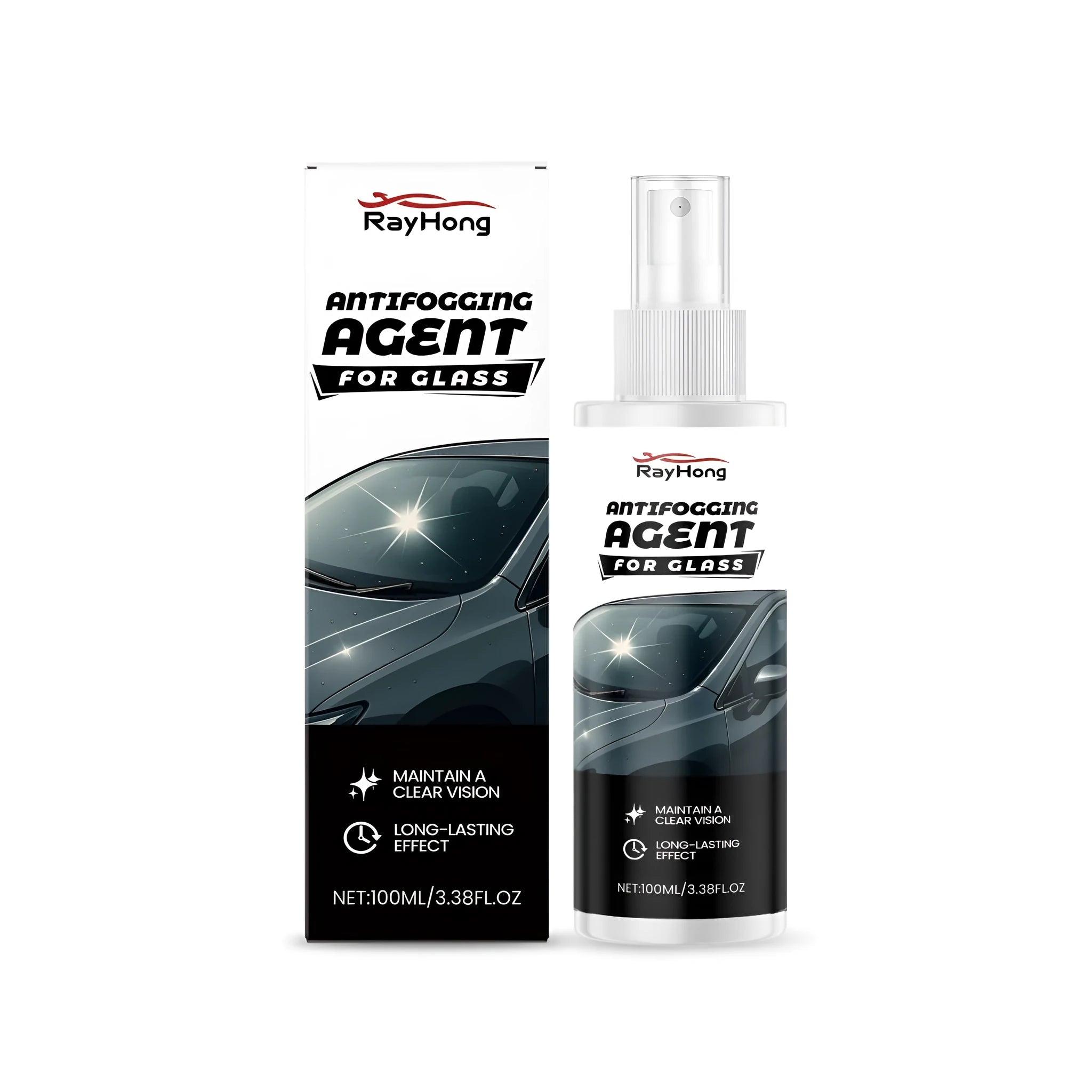 100ml glass antifogging agent spray bottle with modified amino silicone oil polymer for eyeglasses and car mirrors