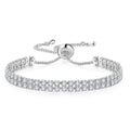 Fashion double row zircon bracelet for women, copper metal, rhinestone stones, platinum white colour option