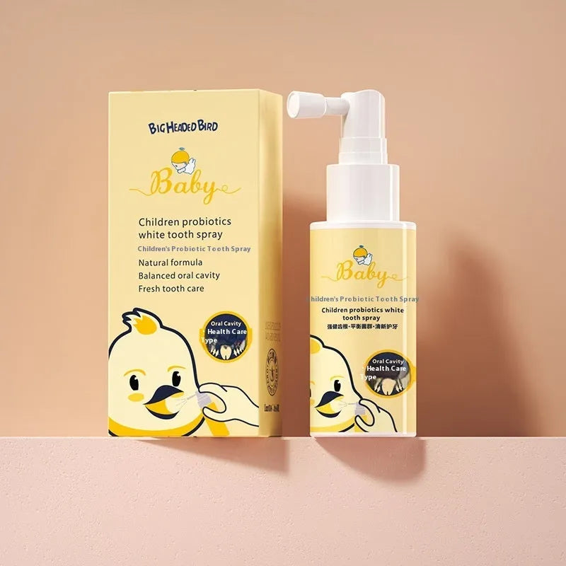 Children's probiotic oral spray bottle with anticavity and whitening properties in 40ml size
