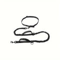 Hands-free dog leash with adjustable waist belt in durable nylon material for running and walking with dogs