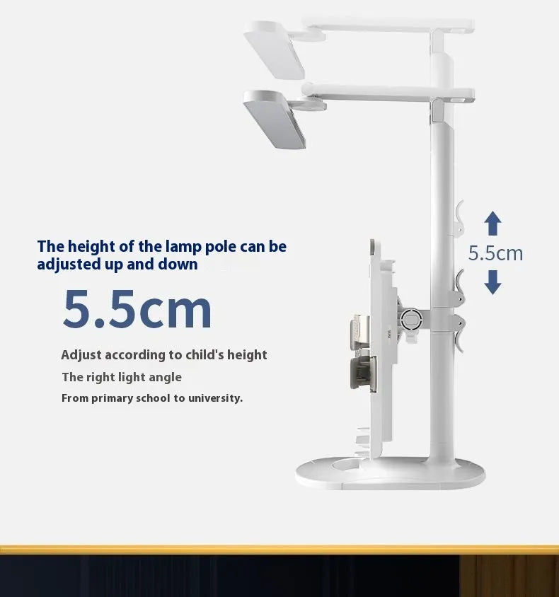Adjustable desk lamp with three light temperature settings on a bookshelf