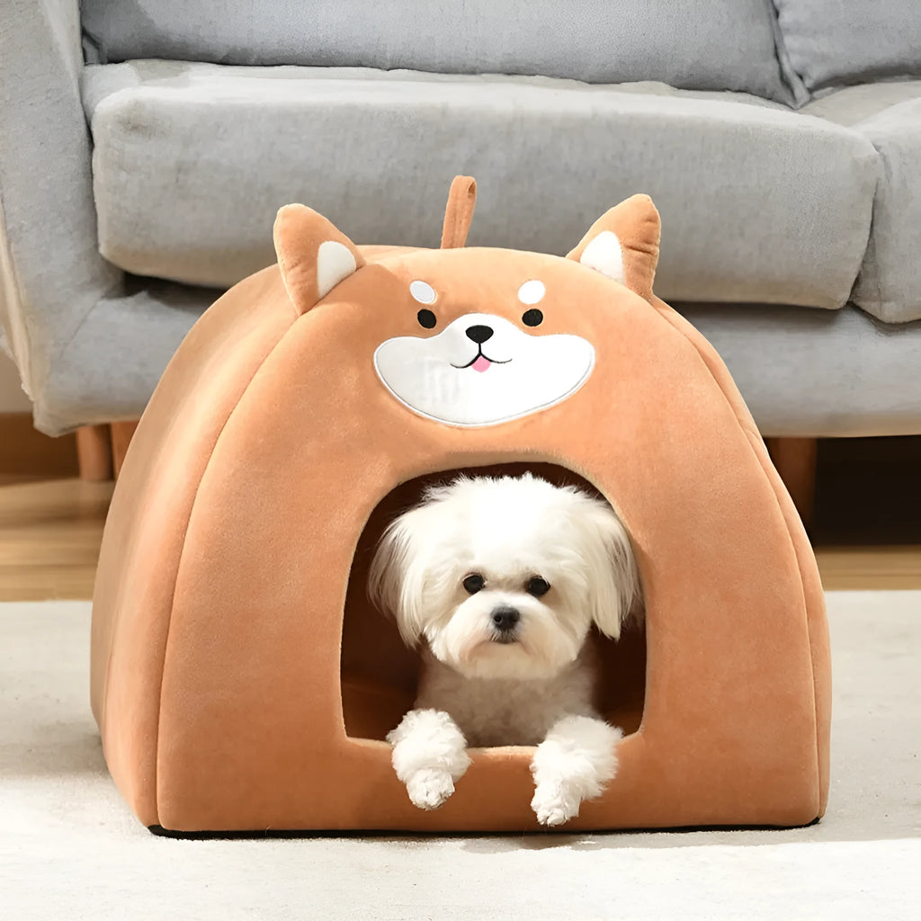 Warm cloth cat bed for autumn and winter with machine washable cover in three sizes