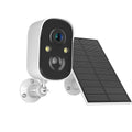 Wireless 4G security camera with plastic housing and optional solar panel accessory