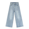 Men's retro washed straight casual jeans in cotton blend, mid waist, zipper fly, five colour options