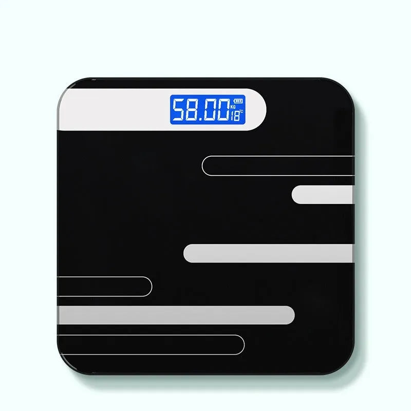 Electronic bathroom scale with USB rechargeable battery in cross black, rose red, and white colour options