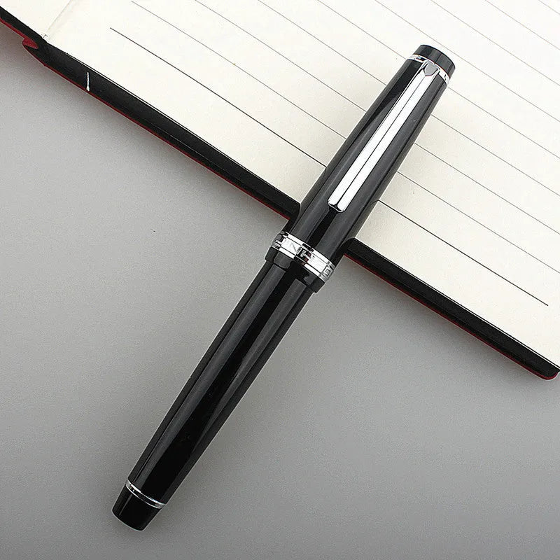 Resin business pen with stainless steel nib shown in a selection of colour and clip finish options.