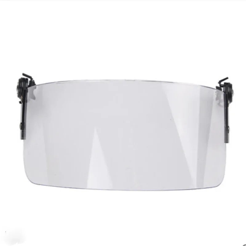 Transparent sports-style helmet visor with windproof lens, showing 30x15cm size and clear frame.