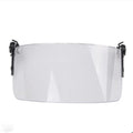 Transparent sports-style helmet visor with windproof lens, showing 30x15cm size and clear frame.