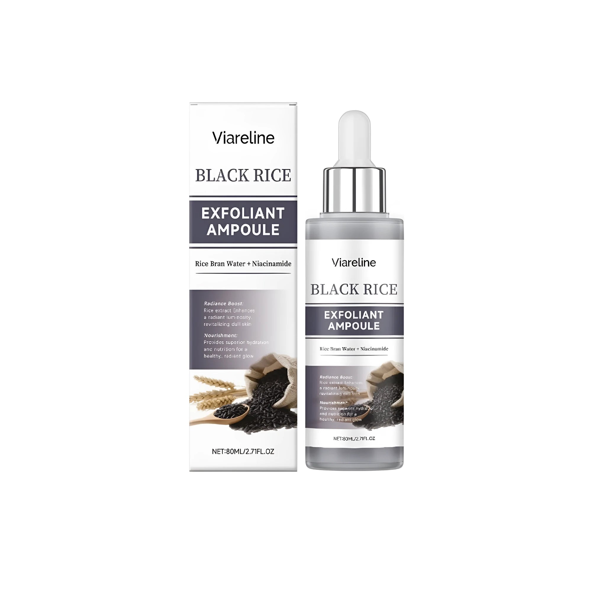 Black Rice Exfoliating Liquid skincare bottle, 80ml capacity