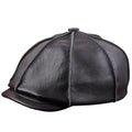 Brown cowhide leather dome crown peak cap with brim for winter outdoor leisure