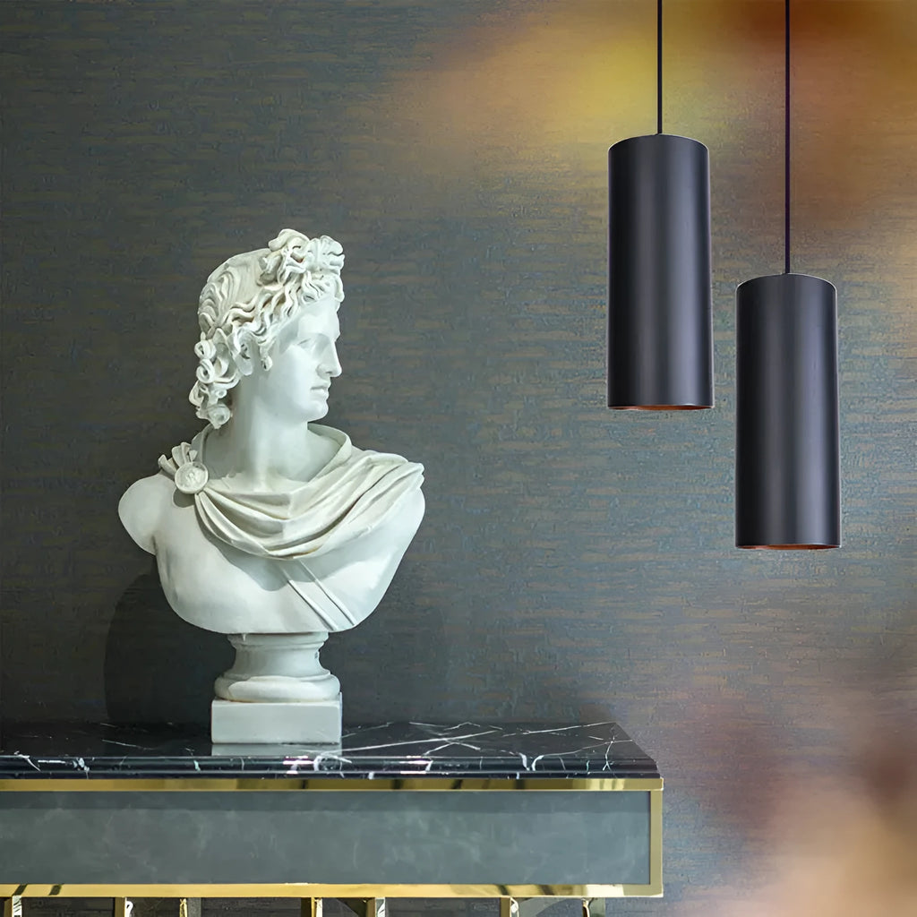 Creative retro iron art chandelier in D8053 matte black finish, available in long and short versions