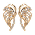 Gold-plated copper ear clips with geometric wing design and micro-inlaid zircon gemstones