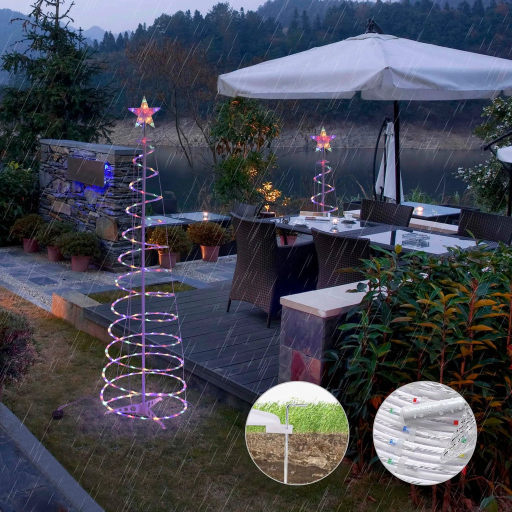 6FT LED spiral Christmas tree lights with remote control for indoor and outdoor festive decoration
