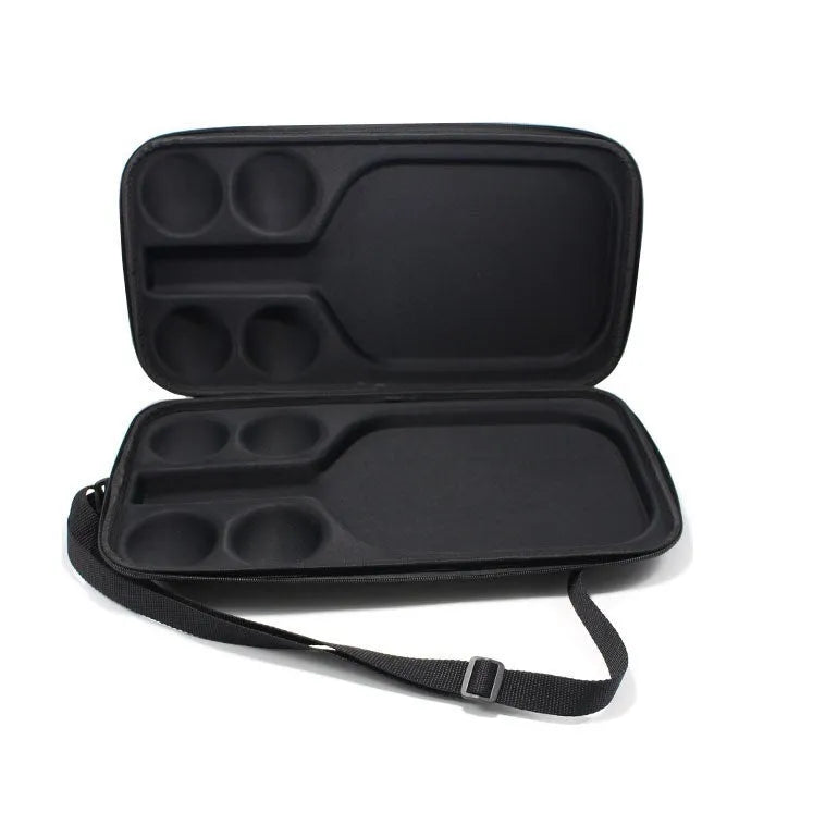 Black Peak portable EVA shoulder bag for storing and carrying a pickleball racket and balls.