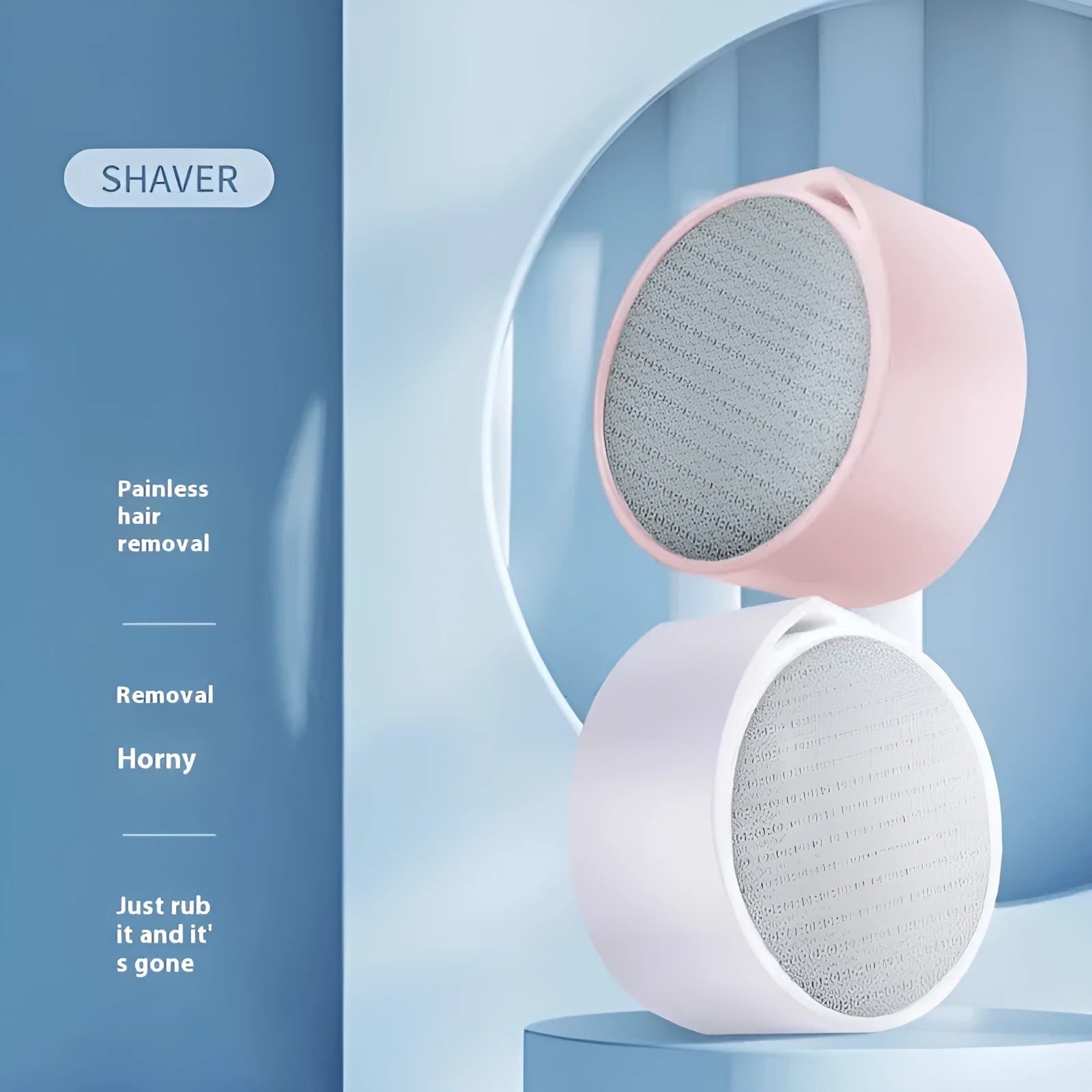 Nano glass 2-in-1 epilator and foot skin remover device in plastic body.