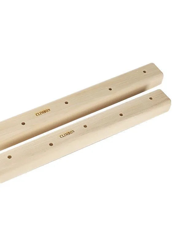 Set of three solid wooden finger grip training boards in 12cm, 40cm, and 50cm lengths displayed together