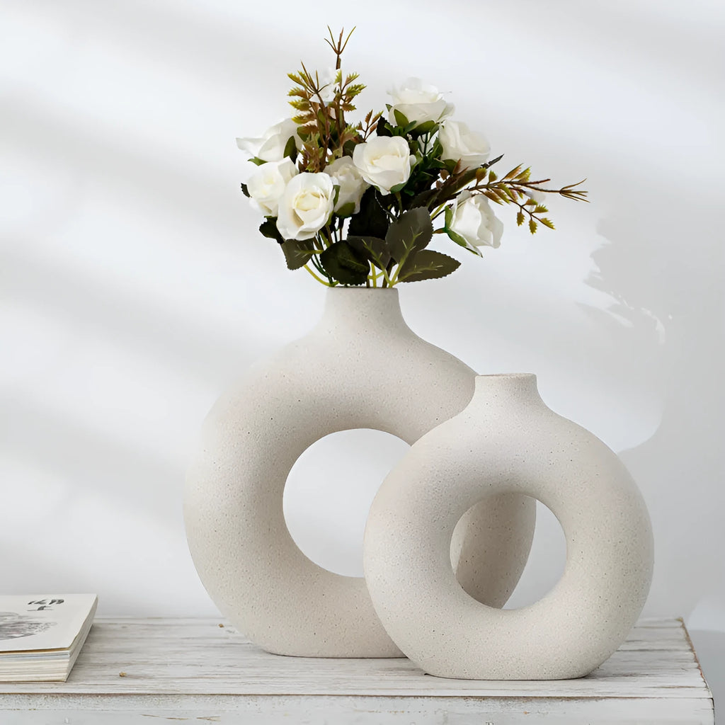 Frosted porcelain biscuit vase with unglazed finish in modern simple style