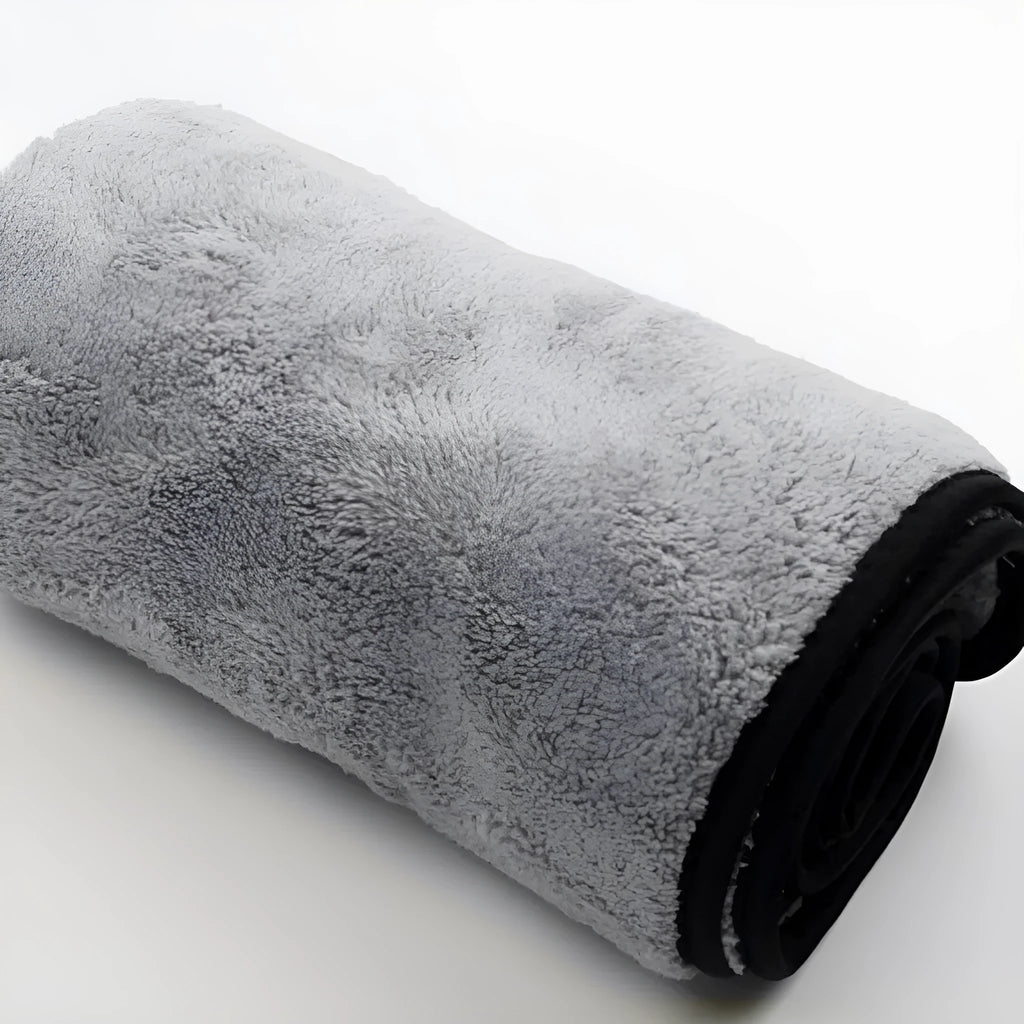 Microfiber car wash towel shown in three size options for vehicle drying