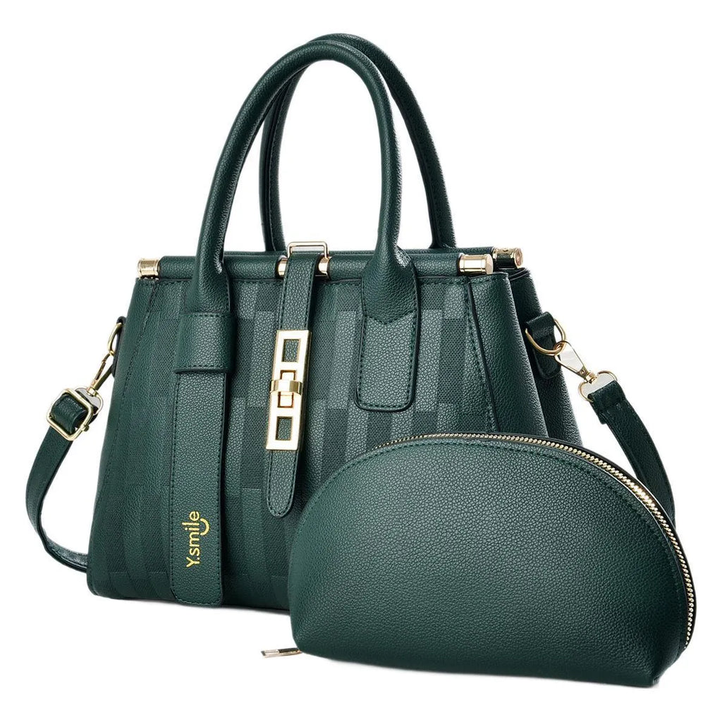 Round black PU leather crossbody shoulder bag with dimensions 28x13x20cm
