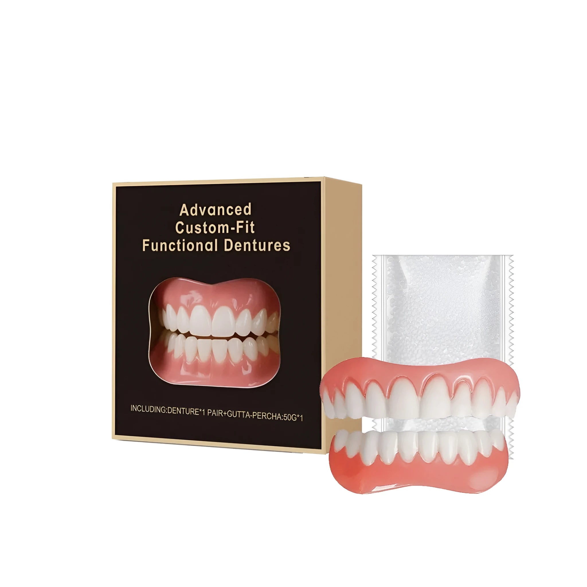 Advanced custom-fit upper and lower functional dentures with a 50g gutta percha unit