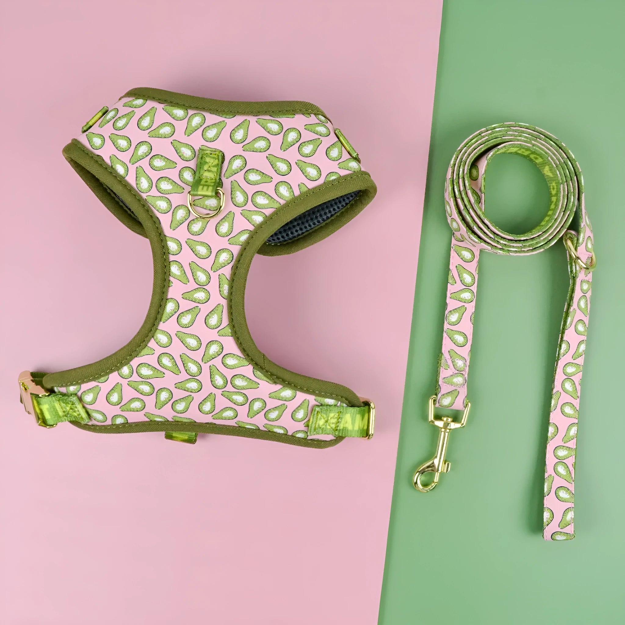 Pet harness and leash set with six colour patterns for medium and large dogs