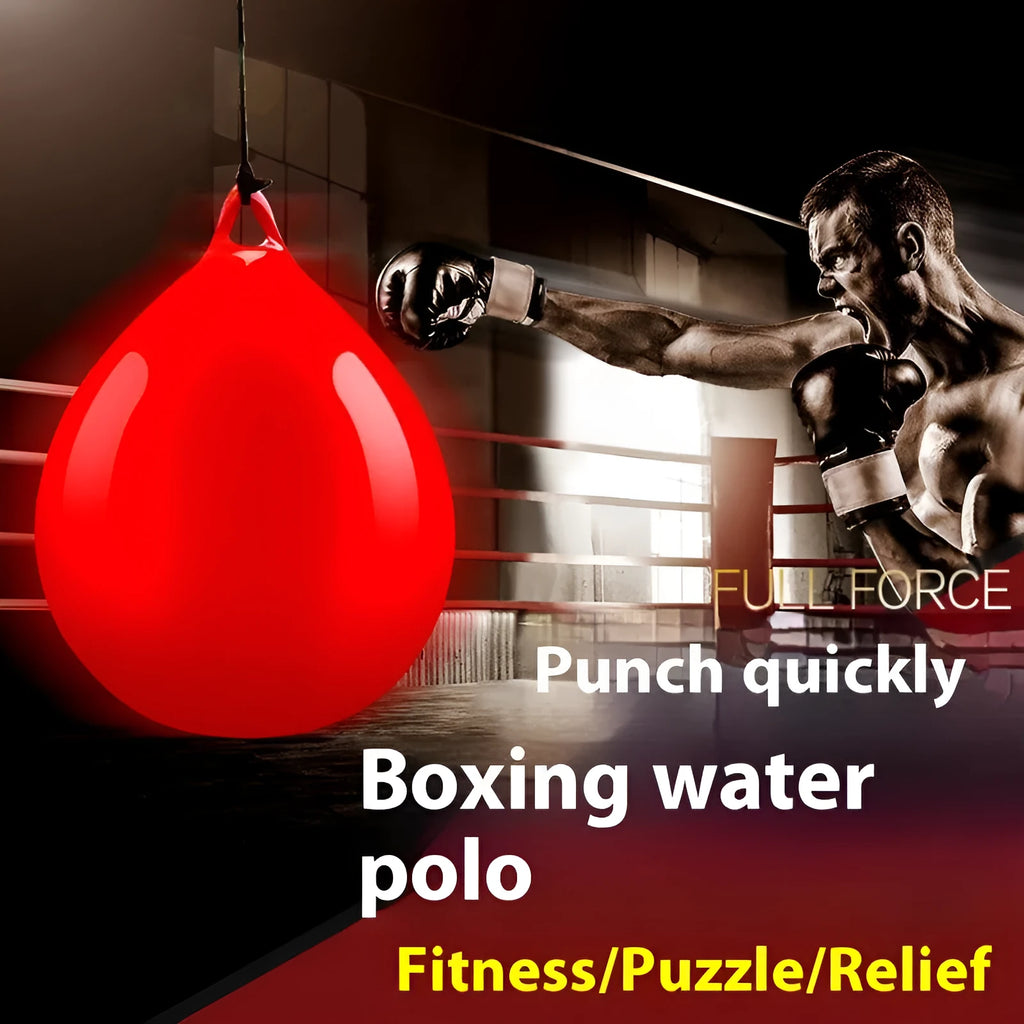 Red water filled boxing ball with hook rope for martial arts speed training