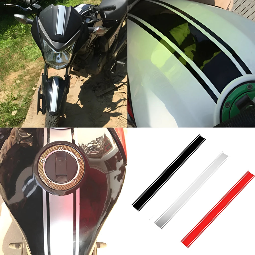 PET motorcycle sticker with pinstripes for gas tank lid application