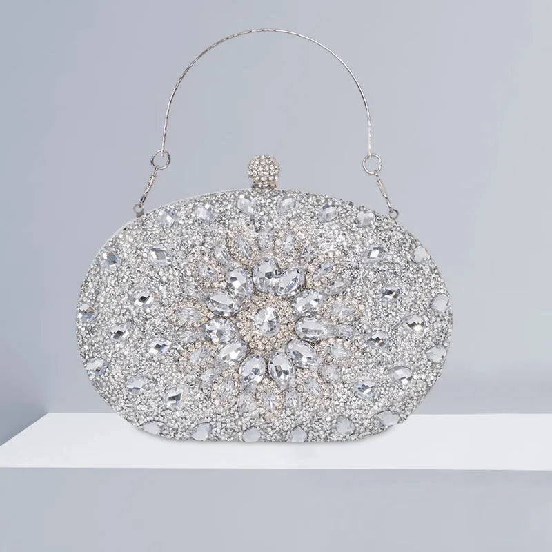 Personalised retro style women's banquet handbag with rhinestone and hardware details
