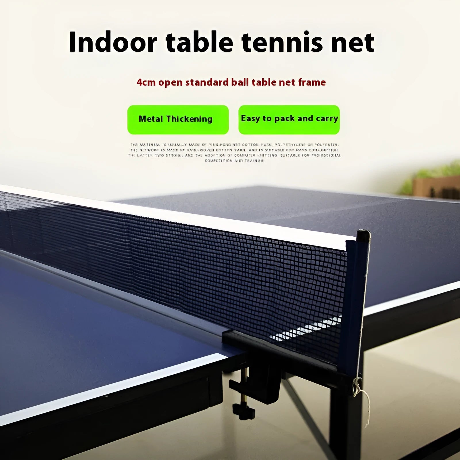 Table tennis net post set with universal large clips and grid frame in indoor open grid table colour