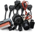 Set of eight auto wire car diagnostic cables for TCS tool on a light background