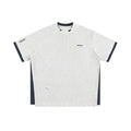 Retro alphabet embroidered waffle short-sleeved T-shirt in loose fit pullover style