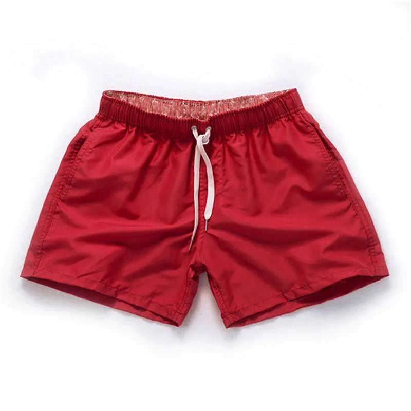 Men's straight leg polyester beach shorts in multiple colour options