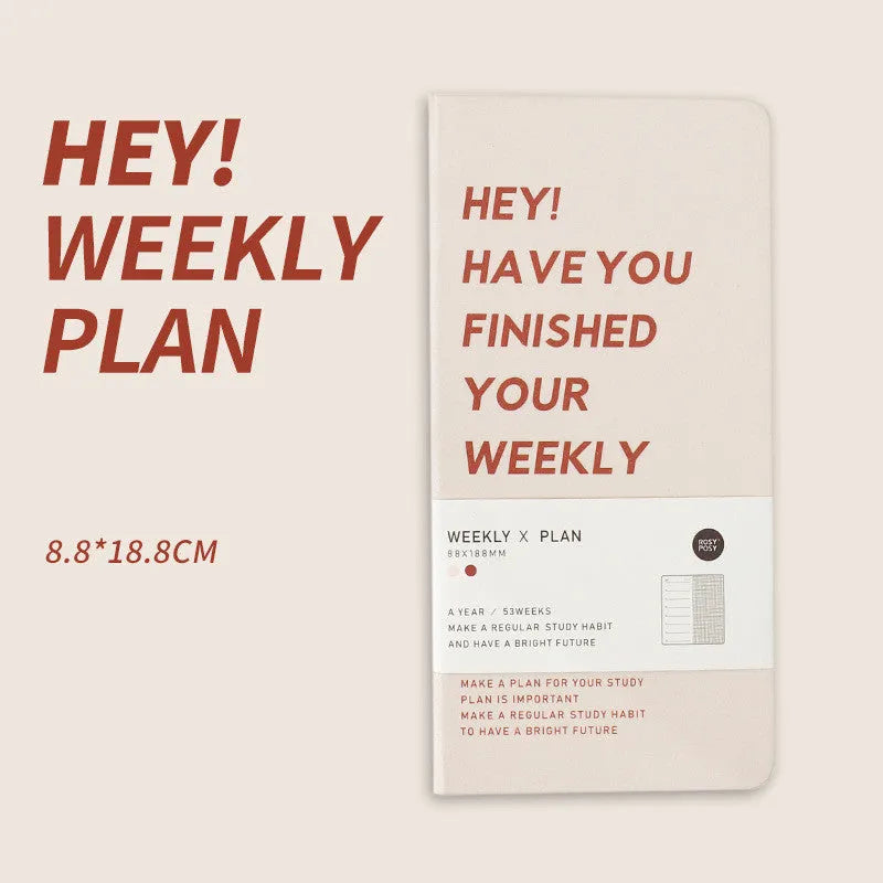 Weekly diary planner with 100 pages in blue, brown, green, and purple colour options