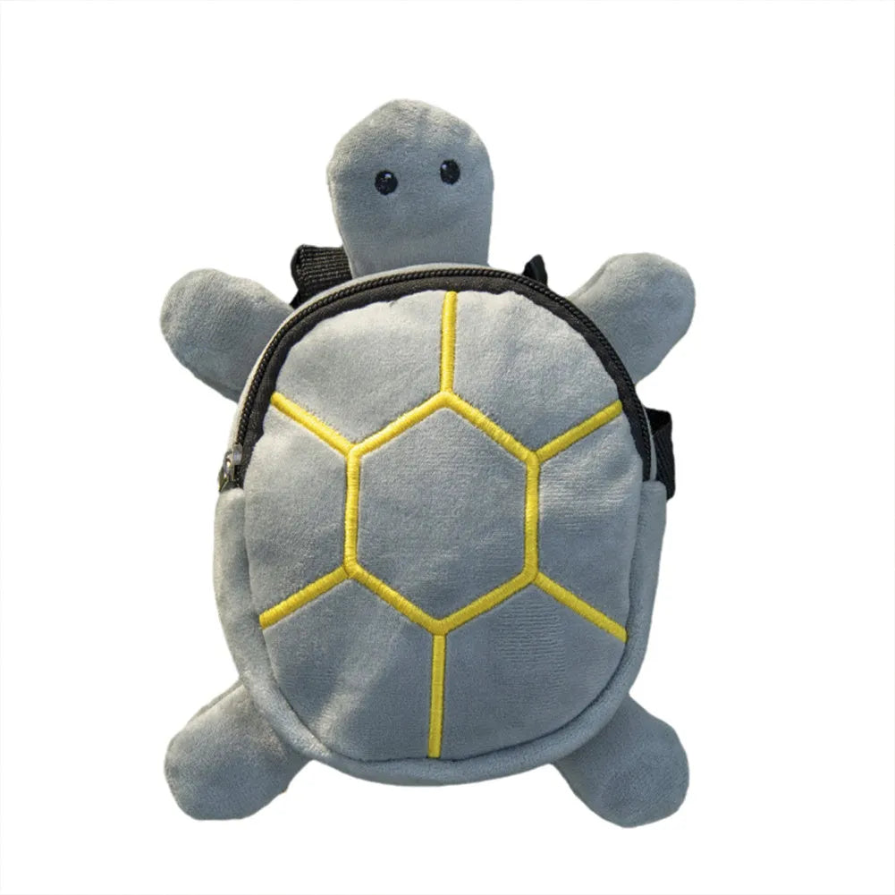 Turtle-shaped dog backpack harness vest in velvet fabric with metal zipper