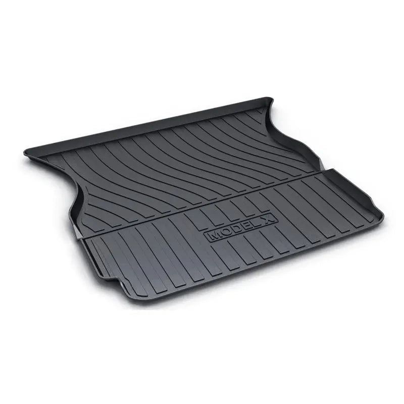 Heavy-duty rubber floor mats for Tesla cars with TPE footrest section.
