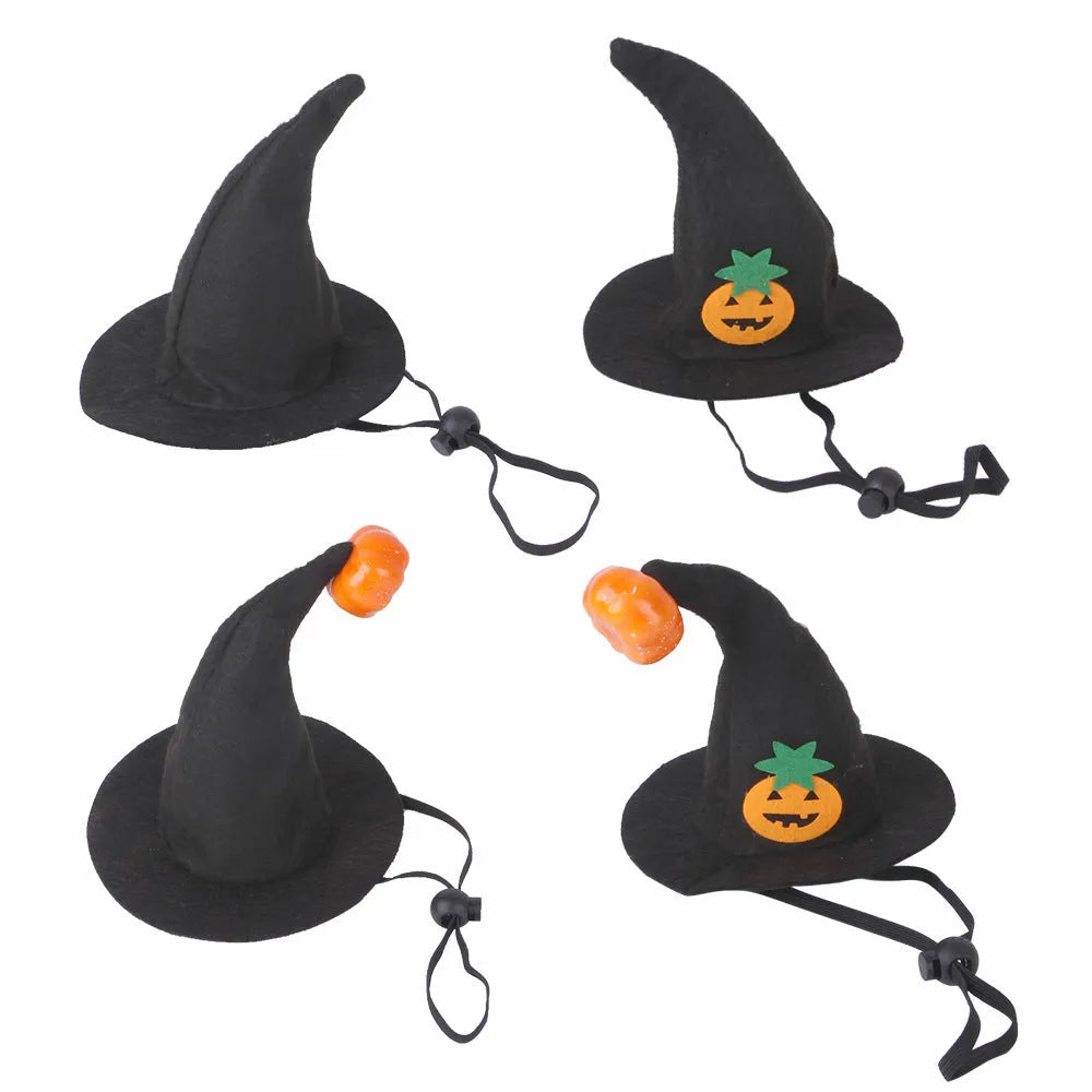 Cloth Halloween hat for pets with embossed pumpkin face design