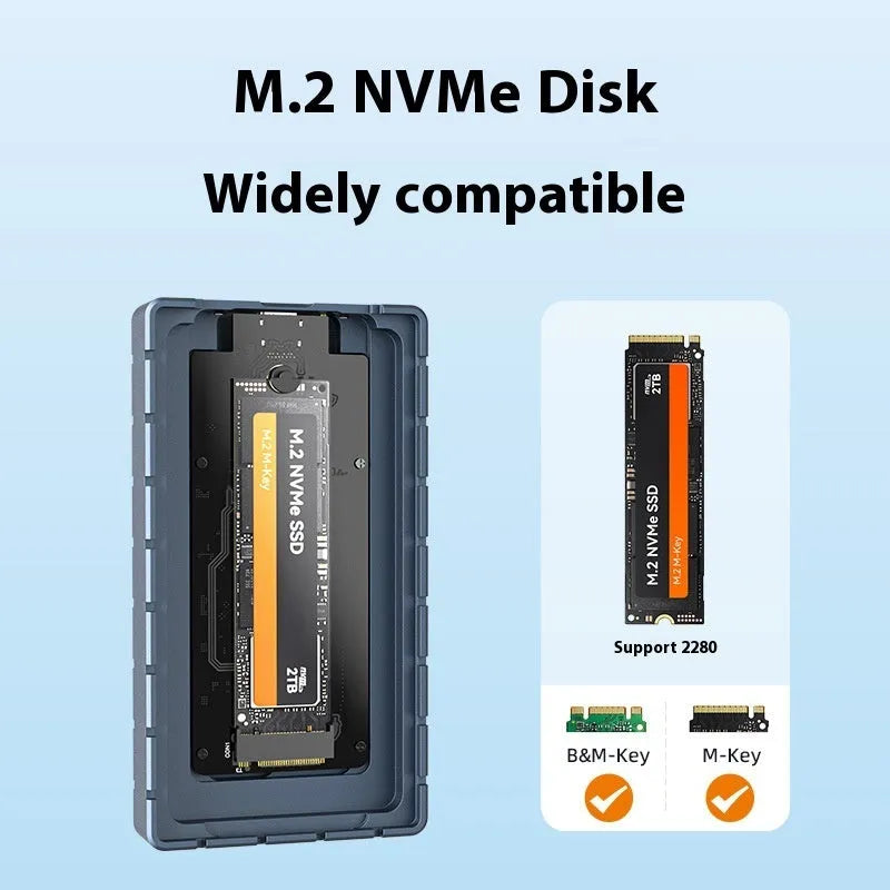 USB4 aluminium hard disk enclosure for M.2 NVMe SSDs measuring 50x118x13mm with 40Gbps transfer speed