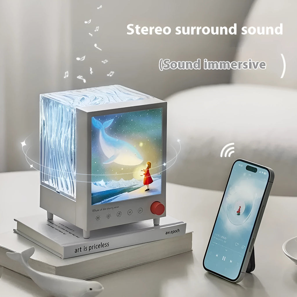 Aurora Treasure Box atmosphere projection lamp showing Star Sea Whale light colour and compact design