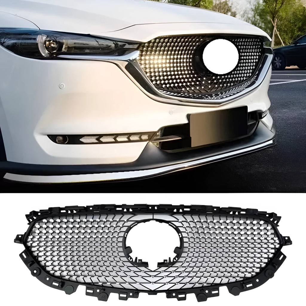 Mazda CX-5 aftermarket centre grille in GT sport mesh and bright black styles
