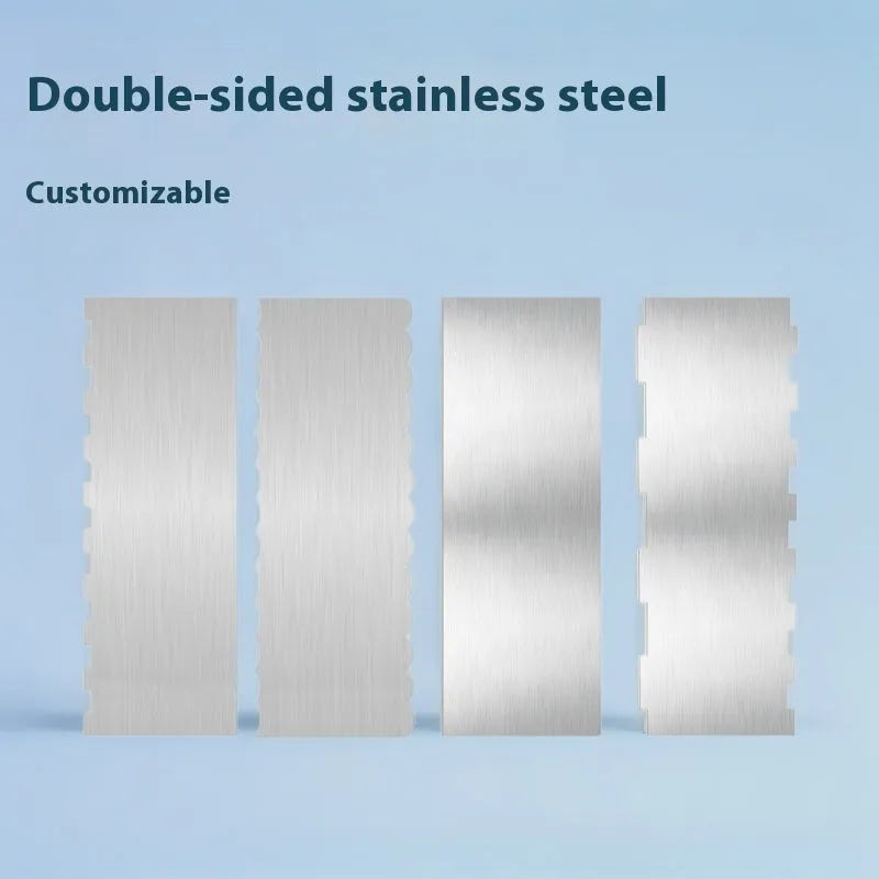 Stainless steel cake scraper with geometric polygon patterns for cake decorating