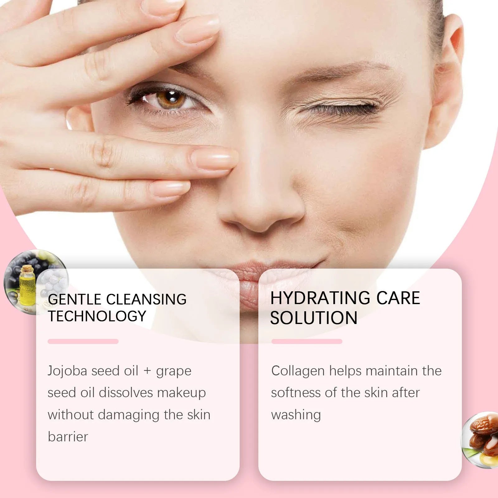 100ml collagen cleansing oil with jojoba and grape seed oils for daily makeup removal
