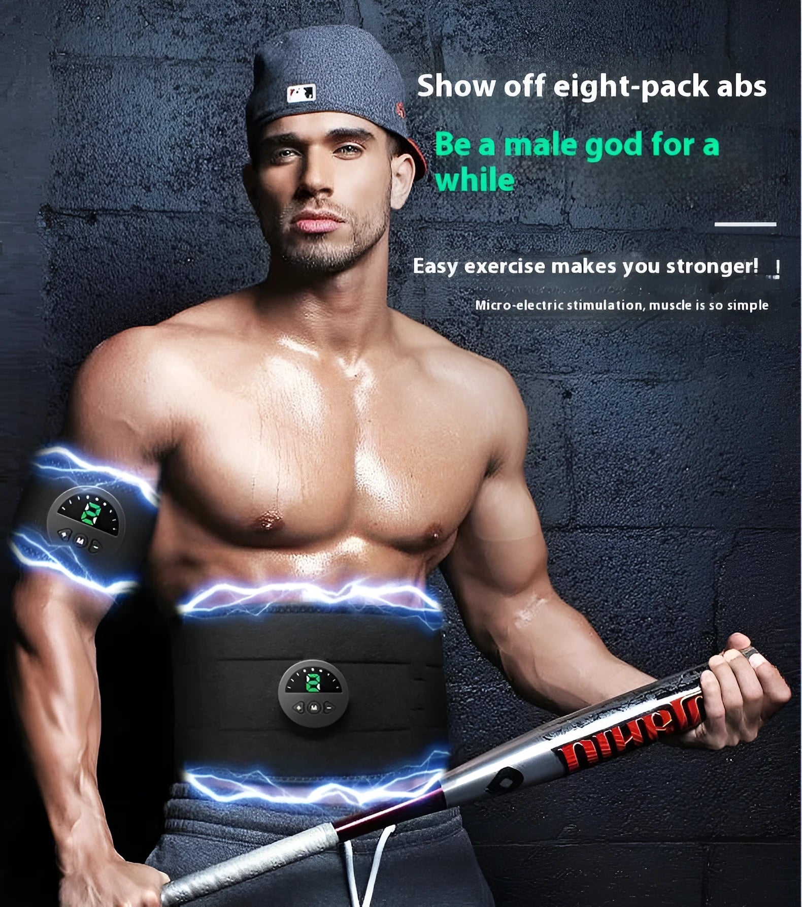 Fitness sweat belt with display screen and adjustable strap for waist and abdomen workouts.
