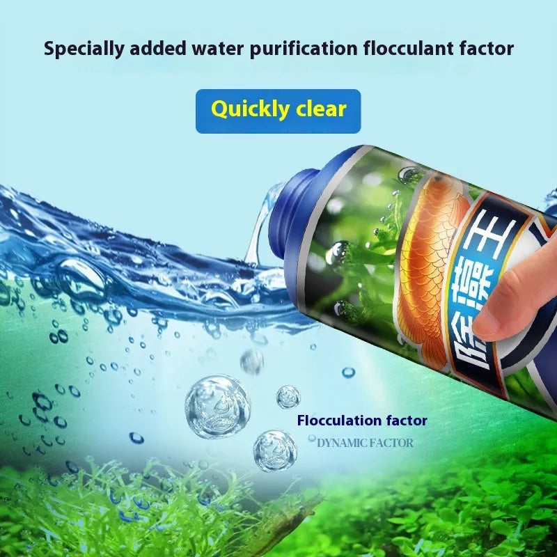 Bottle of ecological algae removal King liquid algaecide for freshwater fish tank and pond green algae control