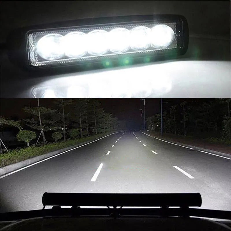Black zigzag pattern 18W LED auxiliary spotlight for vehicle daytime running lights.