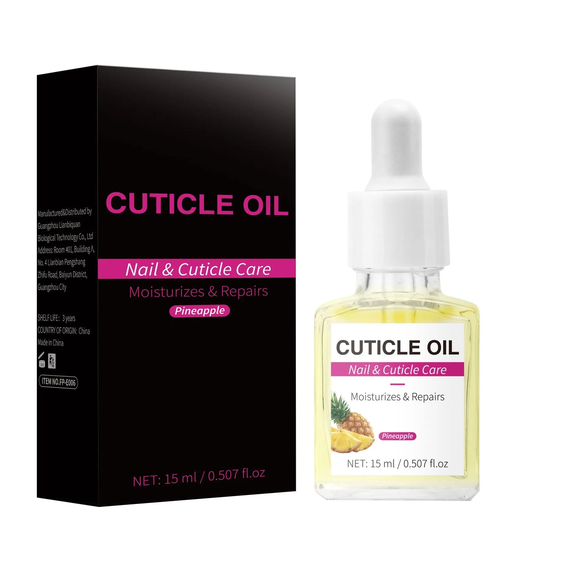 15ml nail cuticle oil bottle with dropper applicator for dry cuticle treatment