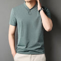 Men's short sleeve casual T-shirt with zipper detail in thin fabric, multiple colour options