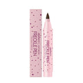 A dark and light brown freckle pen with a fine-tip applicator for makeup.